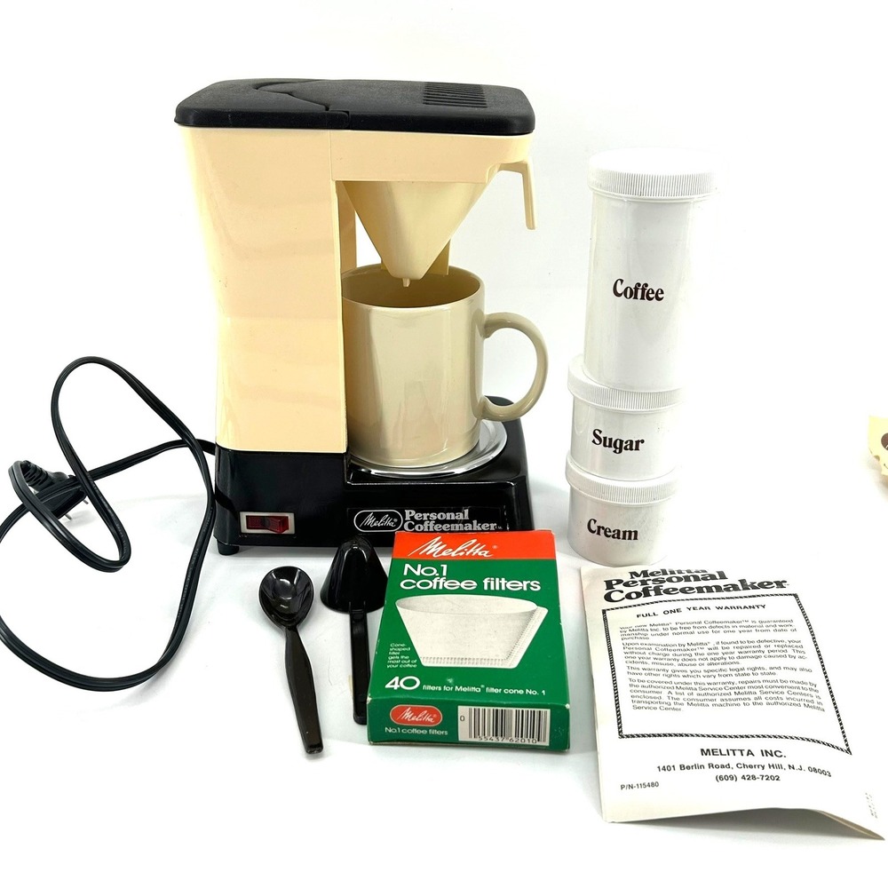 Vintage Melitta Personal Coffeemaker Portable Travel Kit with Bag Cream Sugar